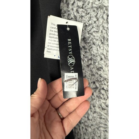 Betsy & Adam One-Shoulder Black Evening Gown Size 10 V-Neck Floor Length Train - Picture 5 of 10